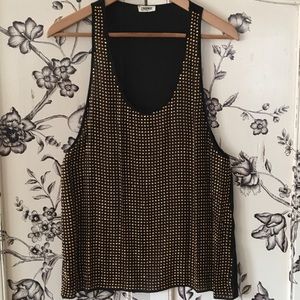 L’Agence Black Nailhead Detail Tank Top, Small
